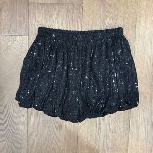 Endless Rose Black Sequin Bubble Shorts